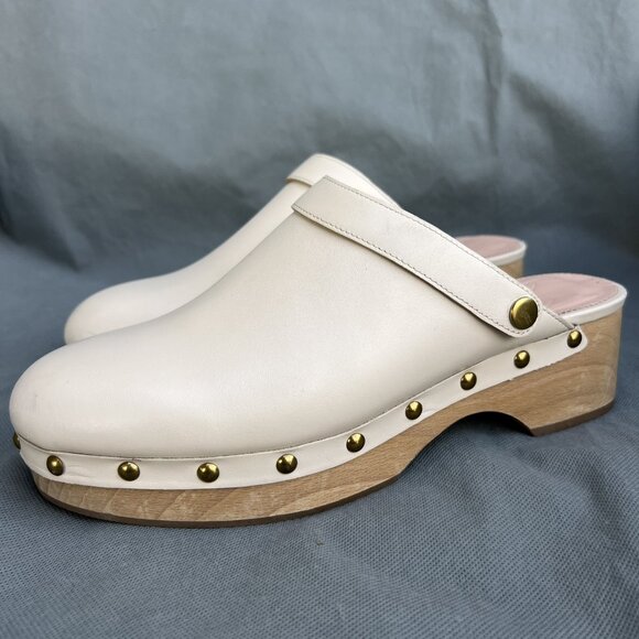 J. Crew Women’s Size 9.5 Ivory Grace Leather Convertible Clogs Shoes BA188 - Picture 6 of 13